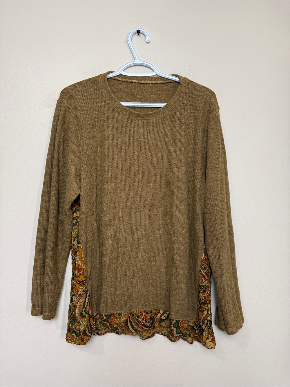 Made in Italy Brown Knit Sweater with paisley accent size L
